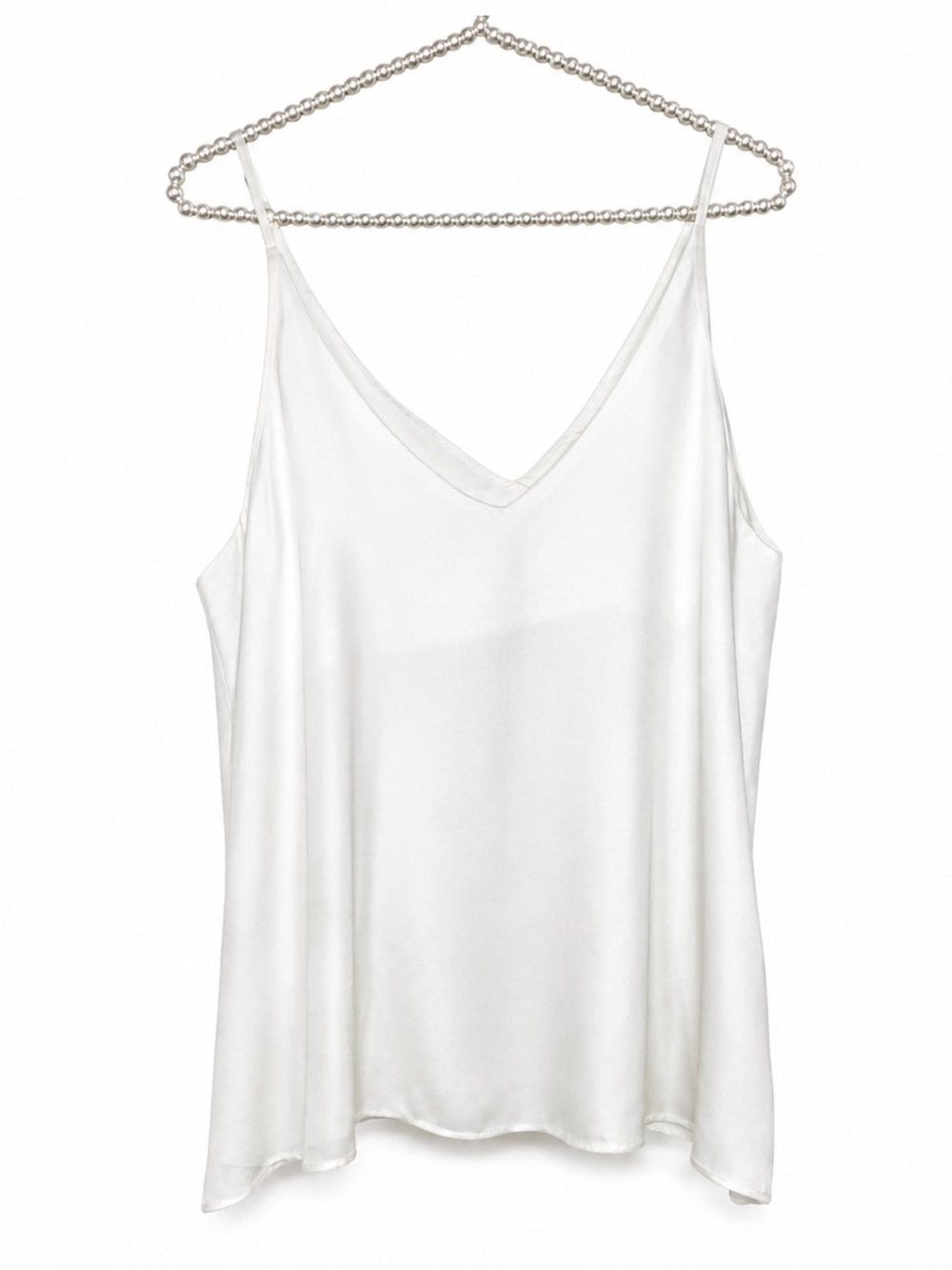 Stella Luce White Camisole Tank Top | Split Hem | Flowy Blouse | XL